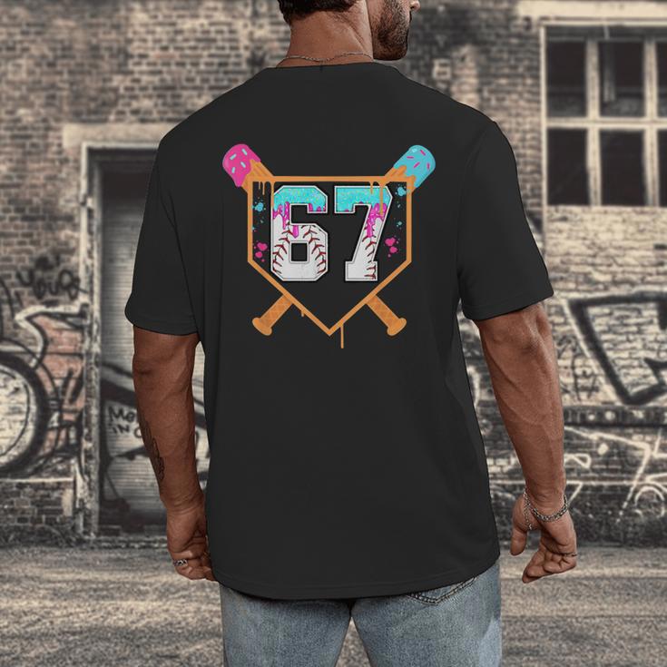 Baseball Ice Cream Drip Number 67 Player Six Seven Meme 6 7 Men's Back Print T-Shirt