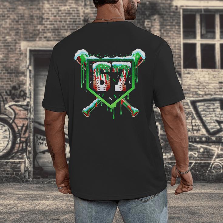 Baseball Ice Cream Drip Number 67 Six Seven Meme Christmas Men's Back Print T-Shirt Baseball Ice Cream Drip Number 67 Six Seven Meme Christmas Men's Back Print T-Shirt