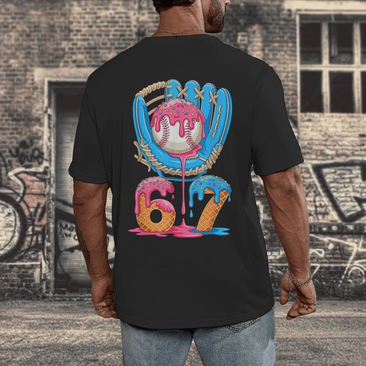 Baseball Ice Cream Drip Six Seven Gen Alpha Slang Meme 67 Men's Back Print T-Shirt