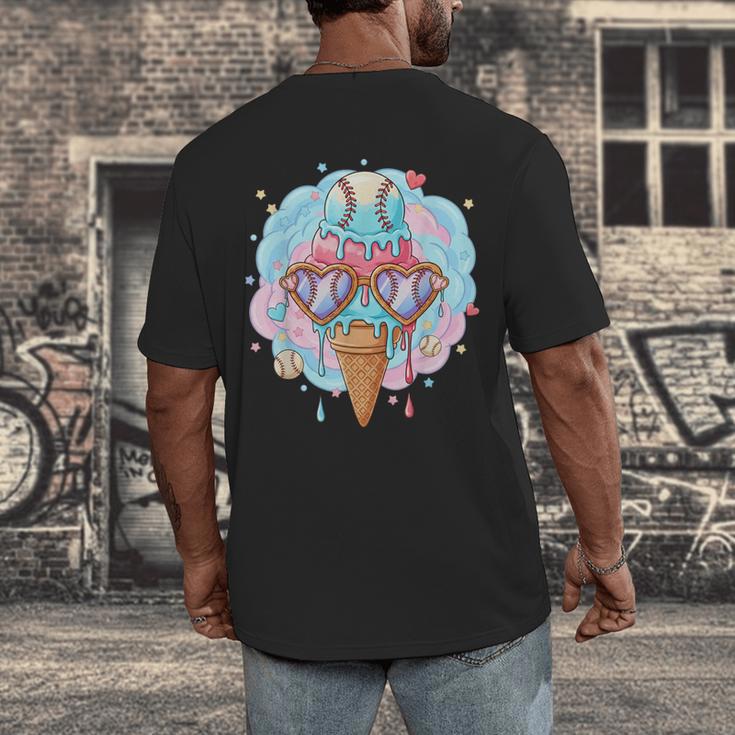 Baseball Ice Cream Heart Sunglasses Youth Boys Valentine Men's Back Print T-Shirt