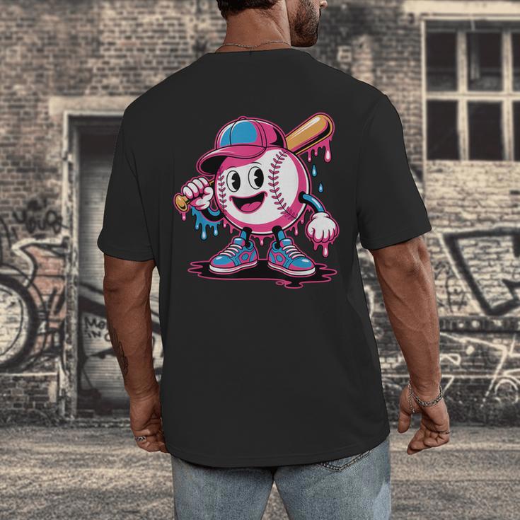 Baseball Ice Cream Shirt Cool Baseball Drip For Boys Men's Back Print T-Shirt