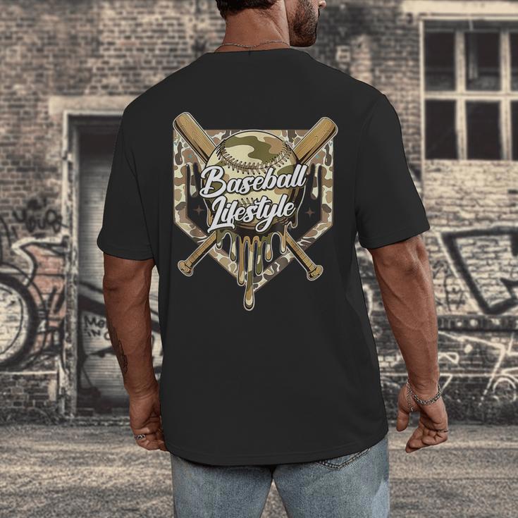 Baseball Life Lifestyle Home Plate Camo Ice Cream Drip Kids Men's Back Print T-Shirt Baseball Life Lifestyle Home Plate Camo Ice Cream Drip Kids Men's Back Print T-Shirt