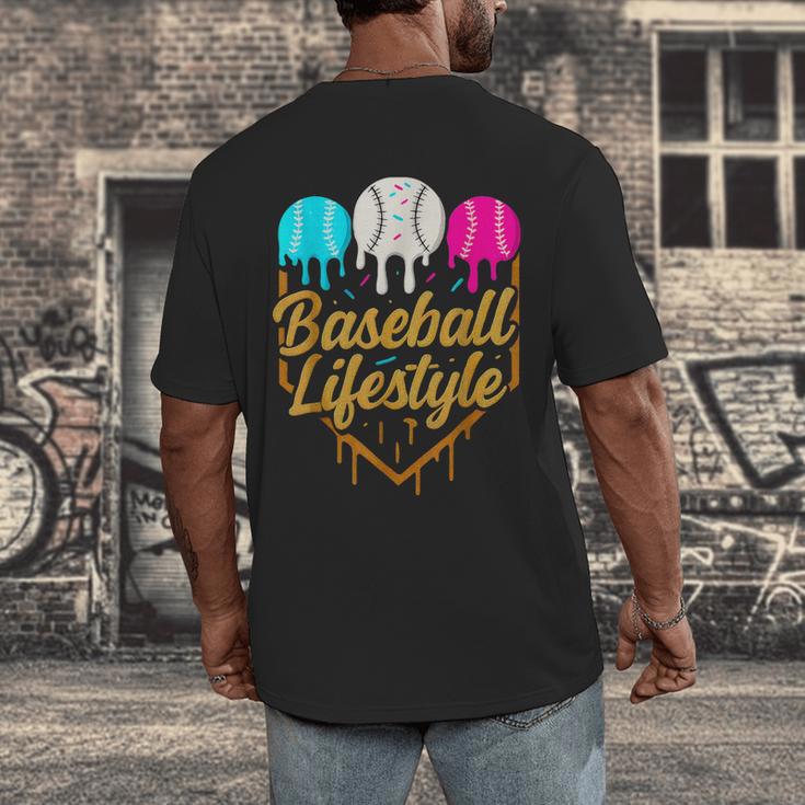 Baseball Lifestyle Baseball Drip Icecream Men's Back Print T-Shirt