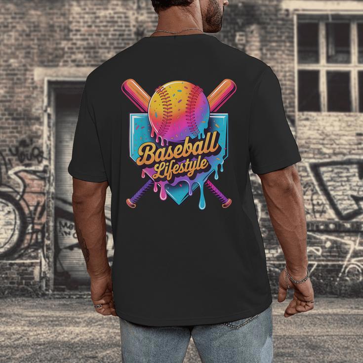 Baseball Lifestyle Drip Icecream Men's Back Print T-Shirt