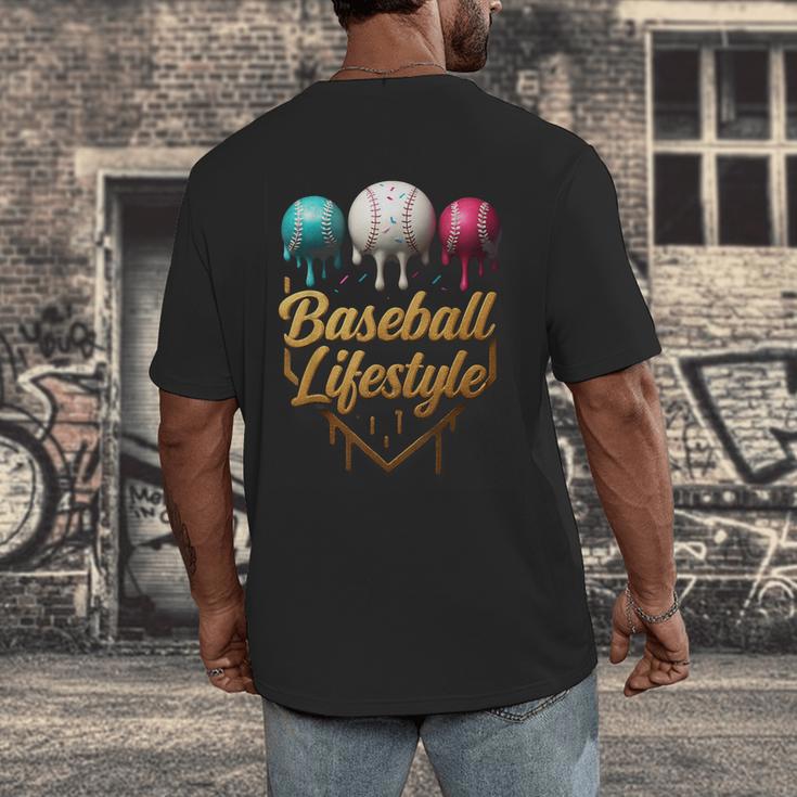 Baseball Lifestyle Drip Men's Back Print T-Shirt