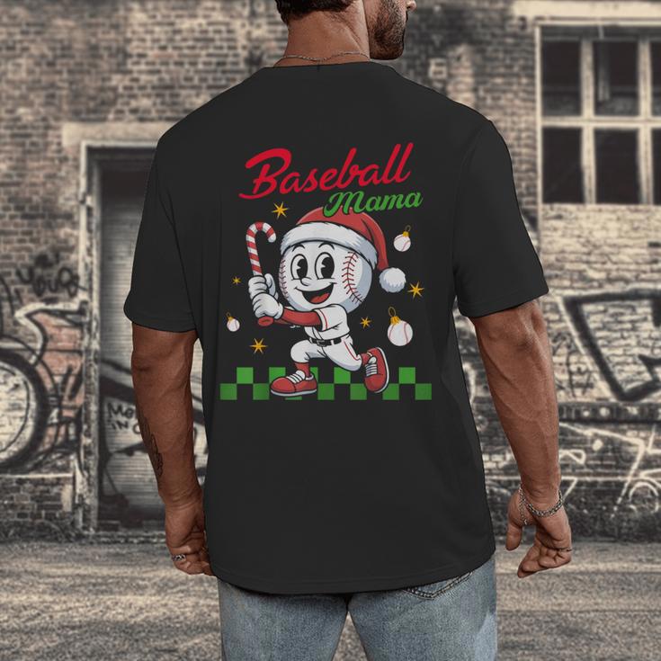 Baseball Mama Christmas Santa Hat Xmas Softball Mom Men's Back Print T-Shirt Baseball Mama Christmas Santa Hat Xmas Softball Mom Men's Back Print T-Shirt