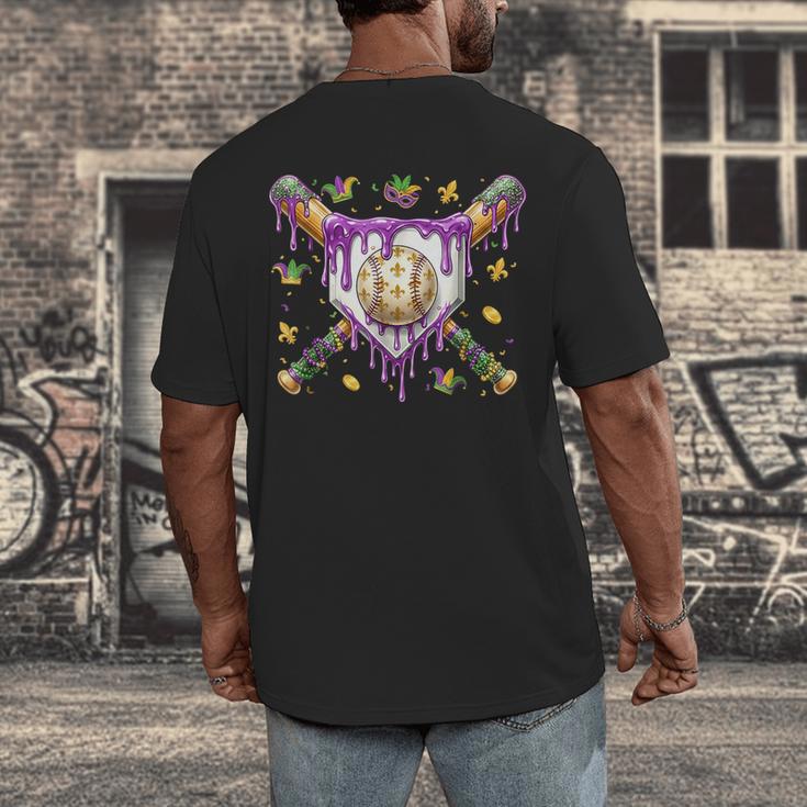Baseball Mardi Gras Carnival Party Mask Ice Cream Drip Boys Men's Back Print T-Shirt Baseball Mardi Gras Carnival Party Mask Ice Cream Drip Boys Men's Back Print T-Shirt