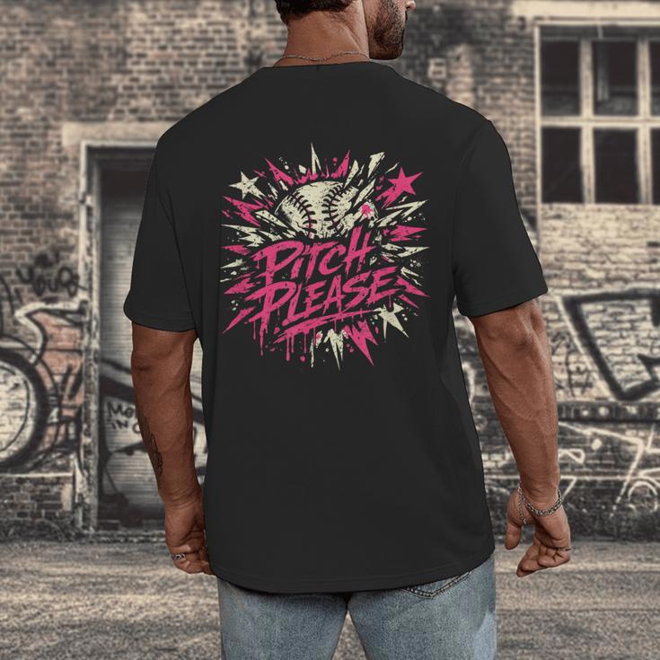 Baseball Phrase With Stars Men's Back Print T-Shirt