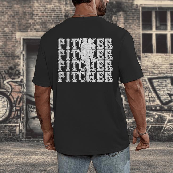 Baseball Pitcher Player Team Sport Lover Family Friends Fans Men's Back Print T-Shirt