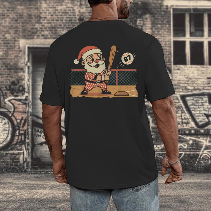 Baseball Santa 67 Christmas Xmas Boys Retro Men's Back Print T-Shirt Baseball Santa 67 Christmas Xmas Boys Retro Men's Back Print T-Shirt