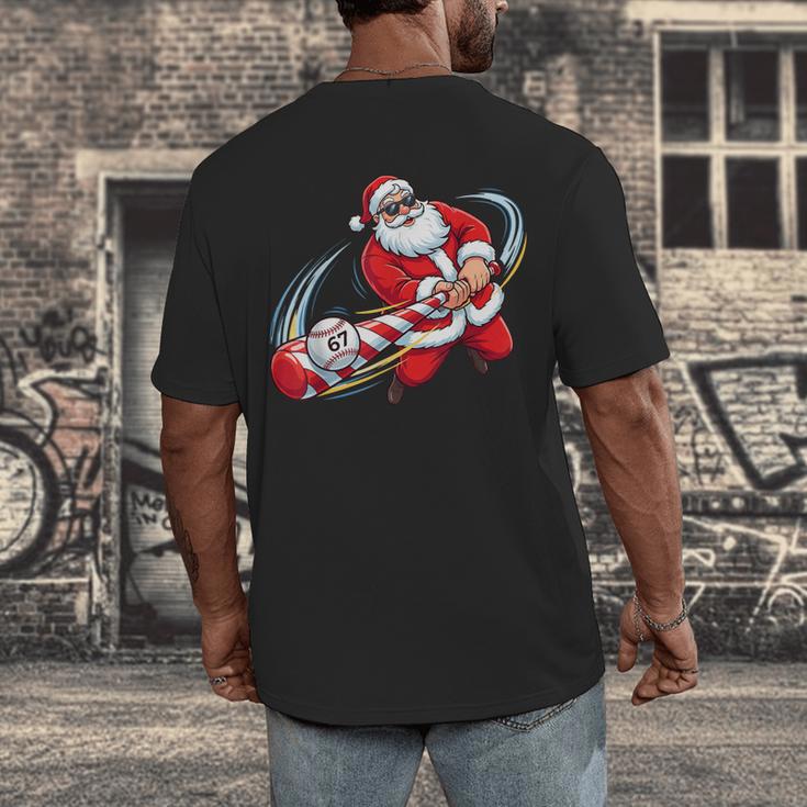 Baseball Santa 67 Christmas Xmas Pajamas Boys Men's Back Print T-Shirt