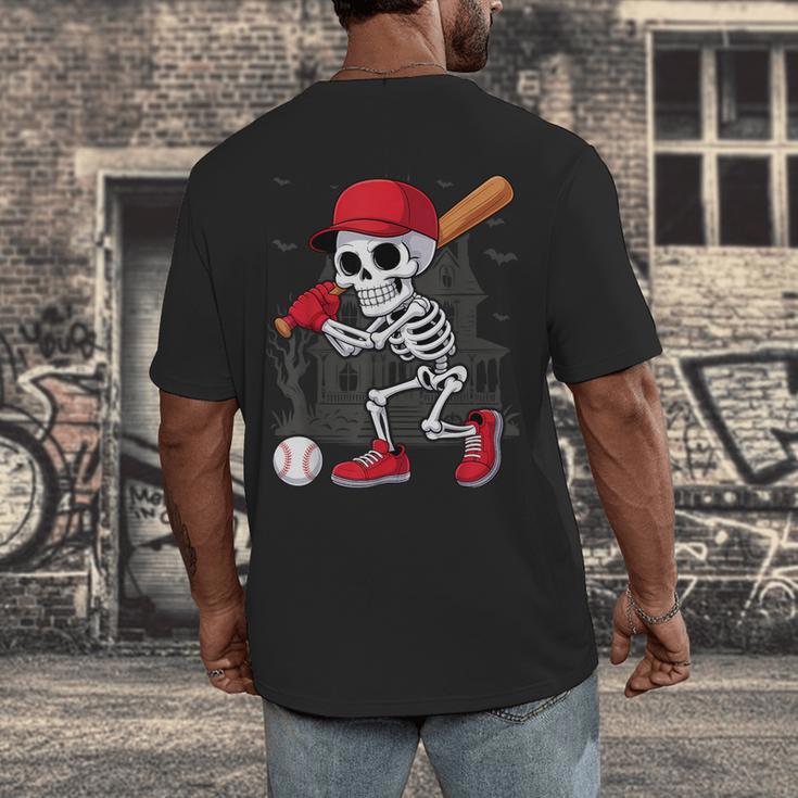 Baseball Skeleton Halloween Playing Men's Back Print T-Shirt Baseball Skeleton Halloween Playing Men's Back Print T-Shirt