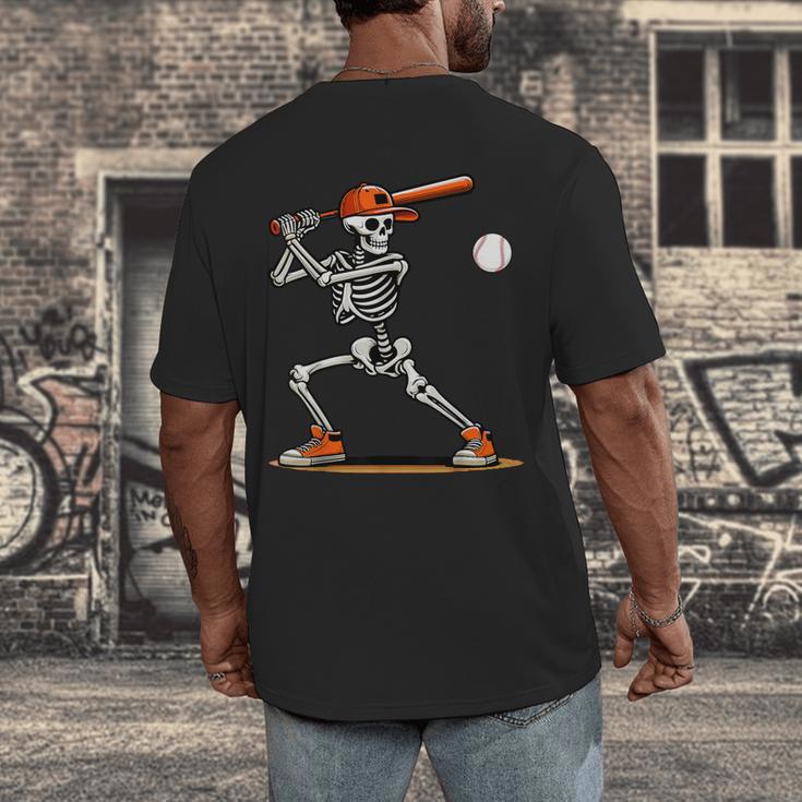 Baseball Skeleton Spooky Boys Halloween Baseball Player Men's Back Print T-Shirt Baseball Skeleton Spooky Boys Halloween Baseball Player Men's Back Print T-Shirt