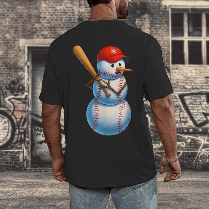 Baseball Snowman Merry Christmas Xmas Pajamas Men Women Kids Men's Back Print T-Shirt Baseball Snowman Merry Christmas Xmas Pajamas Men Women Kids Men's Back Print T-Shirt
