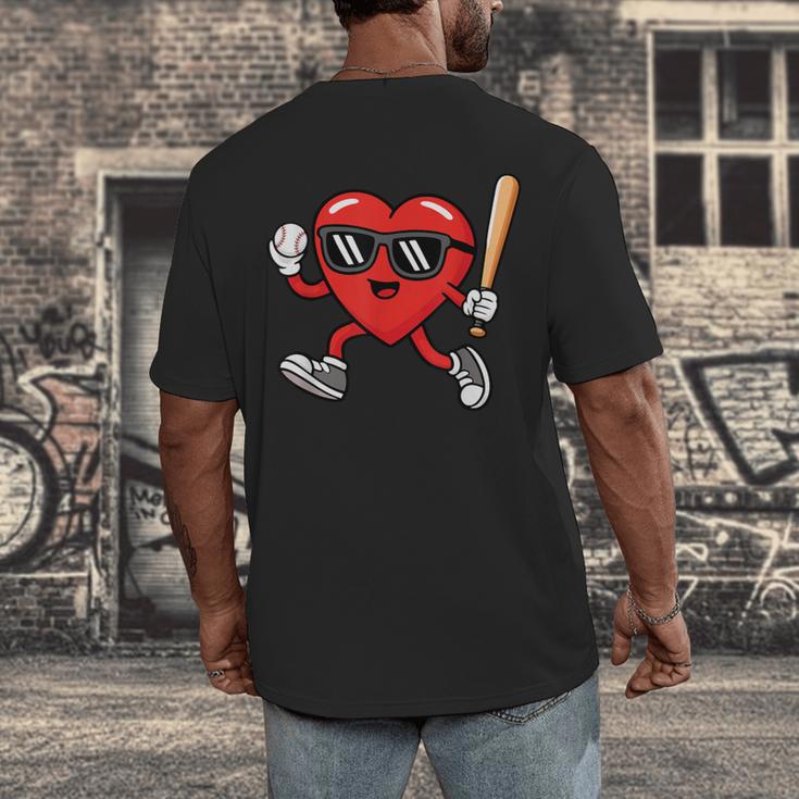 Baseball Valentines Day Heart Boys Sports Love Men's Back Print T-Shirt Baseball Valentines Day Heart Boys Sports Love Men's Back Print T-Shirt
