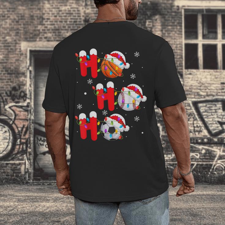 Basketball Baseball Soccer Christmas Ho Ho Ho Santa Xmas Men's Back Print T-Shirt Basketball Baseball Soccer Christmas Ho Ho Ho Santa Xmas Men's Back Print T-Shirt