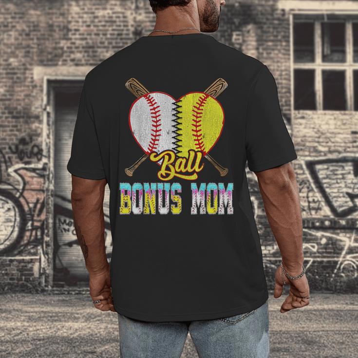 Bonus Mom Of Both Half Baseball Softball Ice Cream Drip Men's Back Print T-Shirt Bonus Mom Of Both Half Baseball Softball Ice Cream Drip Men's Back Print T-Shirt