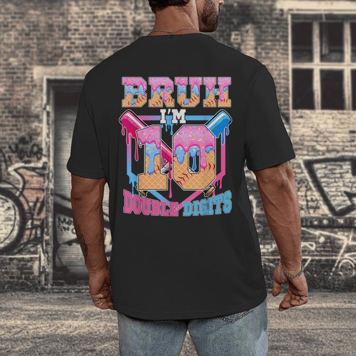 Boys 10 Double Digits 10th Birthday Ice Cream Baseball Drip Men's Back Print T-Shirt Boys 10 Double Digits 10th Birthday Ice Cream Baseball Drip Men's Back Print T-Shirt