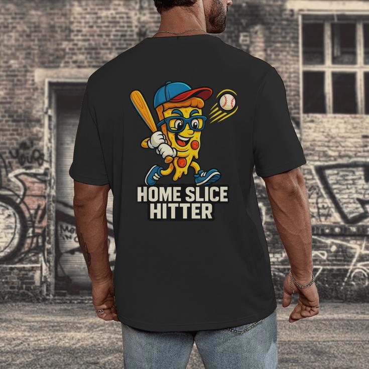 Boys Pizza Theme Baseball Home Hitter Men's Back Print T-Shirt Boys Pizza Theme Baseball Home Hitter Men's Back Print T-Shirt