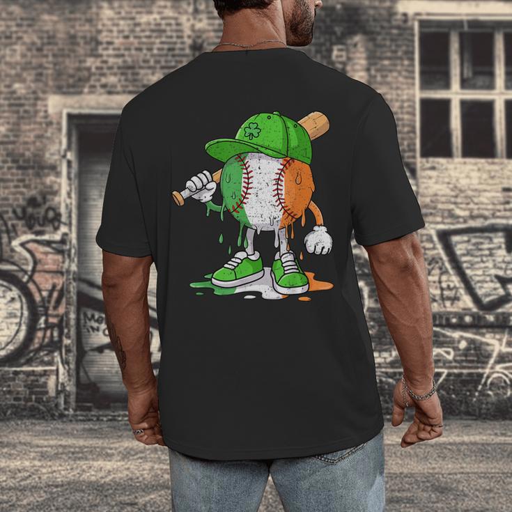 Boys St Patricks Day Irish Flag Kids Baseball Ice Cream Drip Men's Back Print T-Shirt Boys St Patricks Day Irish Flag Kids Baseball Ice Cream Drip Men's Back Print T-Shirt