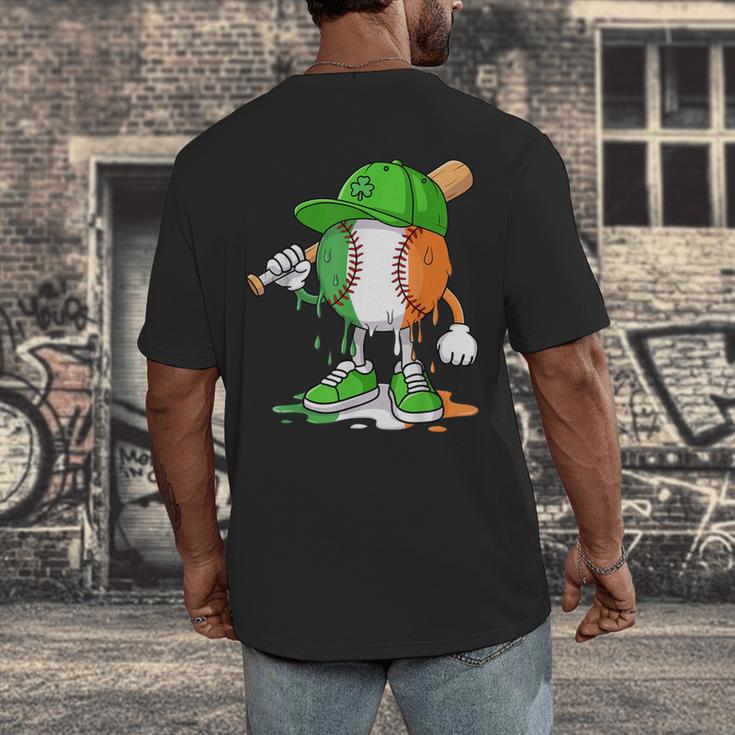 Boys St Patricks Day Kids Baseball Player Ice Cream Drip Men's Back Print T-Shirt Boys St Patricks Day Kids Baseball Player Ice Cream Drip Men's Back Print T-Shirt