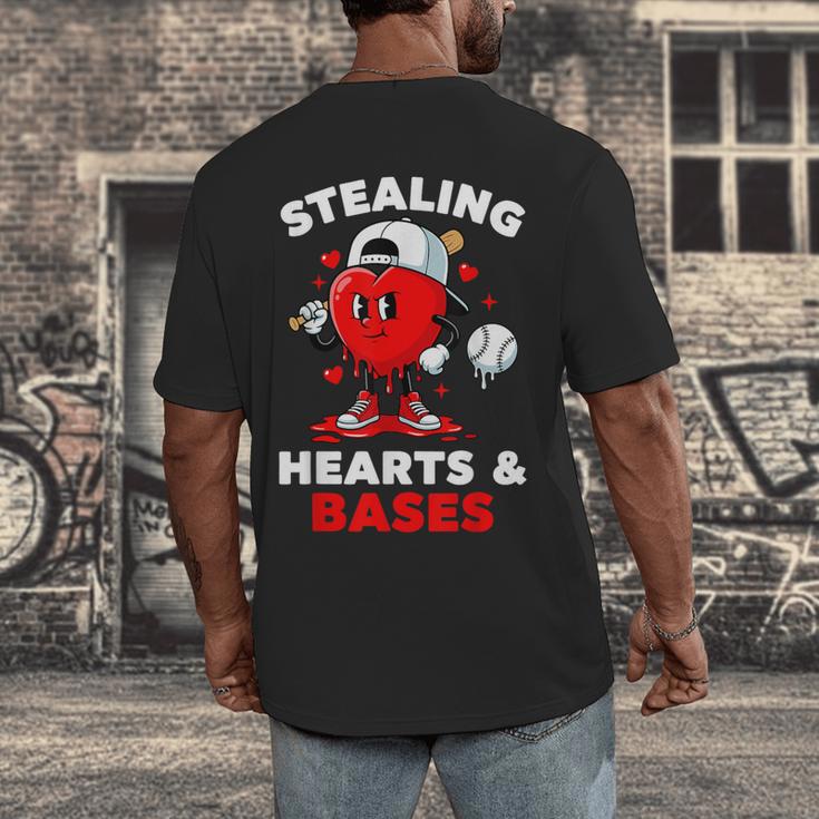 Boys Valentines Baseball Drip Icecream Stealing Hearts Kids Men's Back Print T-Shirt