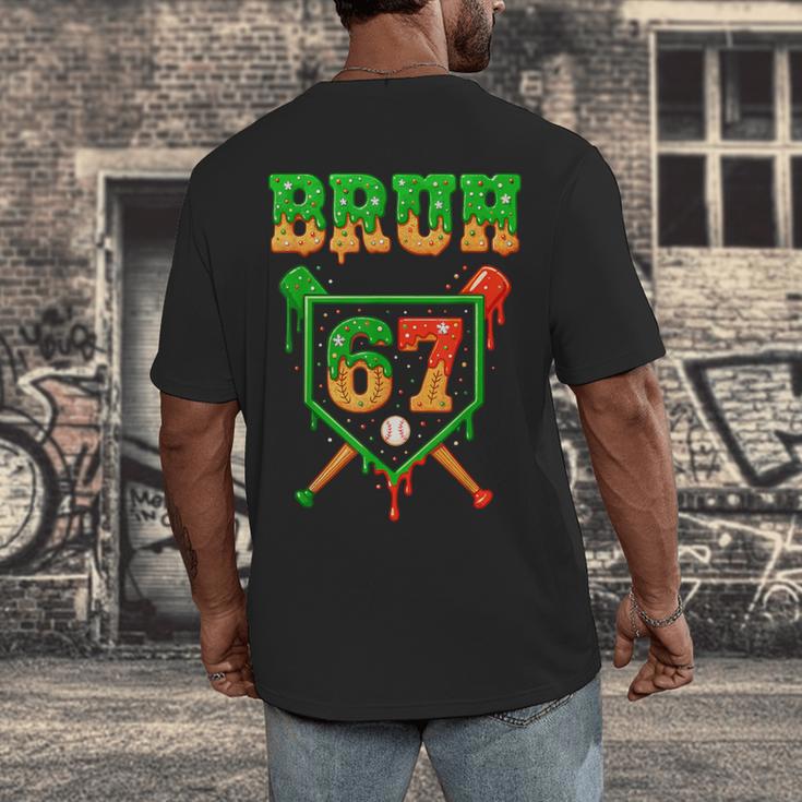 Bruh 67 Baseball Christmas Gingerbread Drip Number 67 Player Men's Back Print T-Shirt
