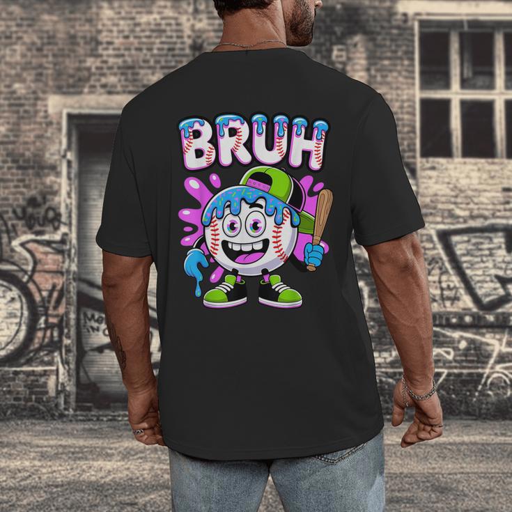 Bruh Baseball Drip Boys Youth Ice Cream Dripping Baseball Men's Back Print T-Shirt