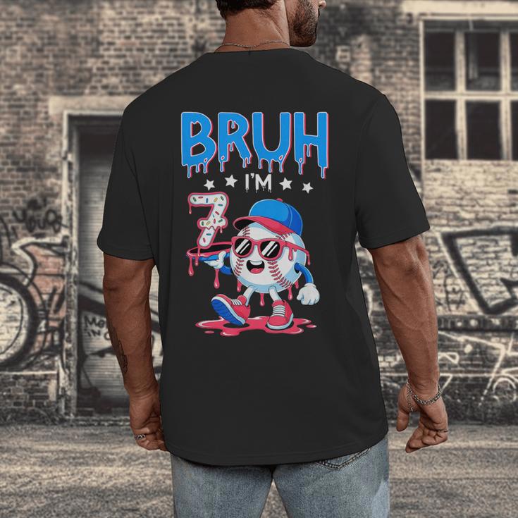 Bruh I'm 7 Baseball Ice Cream Drip It's My 7th Birthday Men's Back Print T-Shirt Bruh I'm 7 Baseball Ice Cream Drip It's My 7th Birthday Men's Back Print T-Shirt