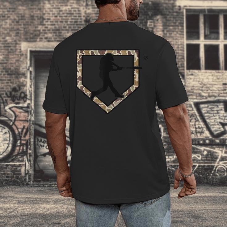 Camo Home Plate Camouflage Baseball Batter Youth Boys Men's Back Print T-Shirt