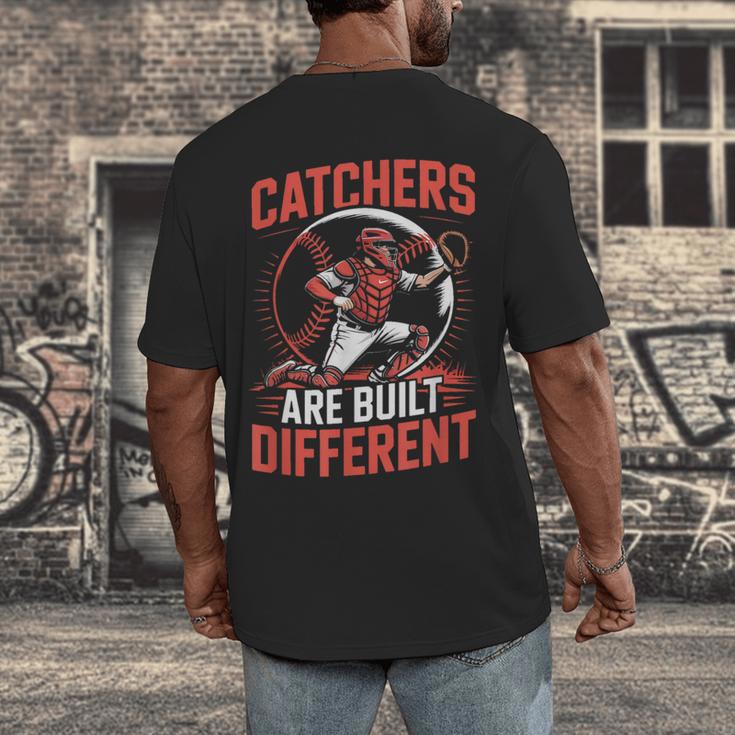 Catchers Are Built Different Baseball Catcher Men's Back Print T-Shirt