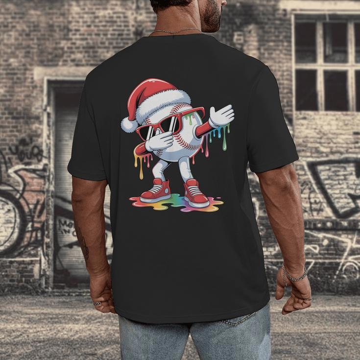 Christmas Baseball Ice Cream Dripping Santa Baseball Drip Men's Back Print T-Shirt