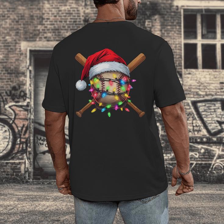 Christmas Baseball Pajama Santa For Men Boys Girls Kids Xmas Men's Back Print T-Shirt