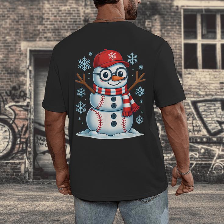 Christmas Baseball Snowman Xmas Pajamas Women Men Boys Men's Back Print T-Shirt Christmas Baseball Snowman Xmas Pajamas Women Men Boys Men's Back Print T-Shirt