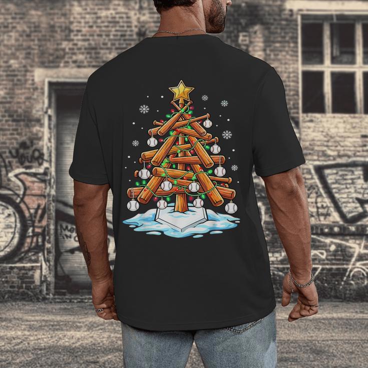 Christmas Baseball Tree Lights Xmas Men's Back Print T-Shirt Christmas Baseball Tree Lights Xmas Men's Back Print T-Shirt
