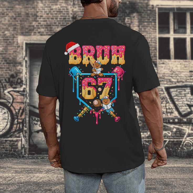 Christmas Gingerbread Bruh 67 Baseball Ice Cream Drip Kids Men's Back Print T-Shirt Christmas Gingerbread Bruh 67 Baseball Ice Cream Drip Kids Men's Back Print T-Shirt
