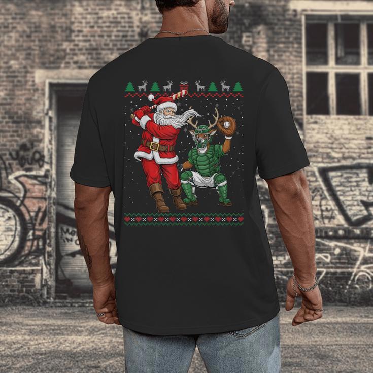 Christmas Santa Baseball Ugly Sweater Men's Back Print T-Shirt Christmas Santa Baseball Ugly Sweater Men's Back Print T-Shirt