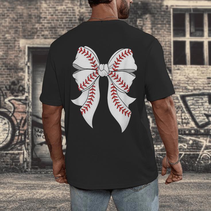 Cute Baseball Coquette Bow For Women Girls Baseball Mama Mom Men's Back Print T-Shirt Cute Baseball Coquette Bow For Women Girls Baseball Mama Mom Men's Back Print T-Shirt