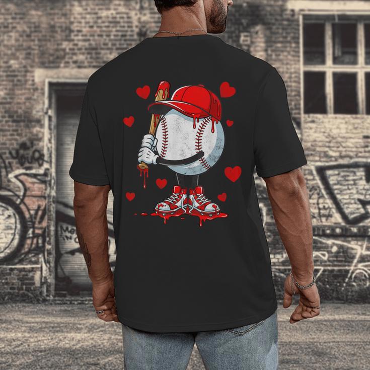 Cute Dripping Baseball Lover Valentines Day Boys Kids Men's Back Print T-Shirt Cute Dripping Baseball Lover Valentines Day Boys Kids Men's Back Print T-Shirt