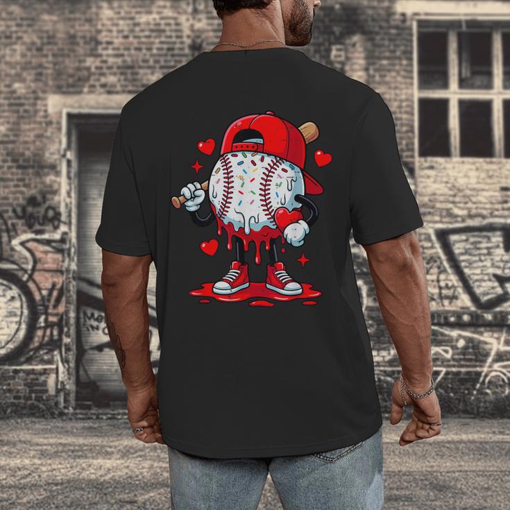 Cute Game Day Baseball Ice Cream Drip Valentine Love XOXO Men's Back Print T-Shirt Cute Game Day Baseball Ice Cream Drip Valentine Love XOXO Men's Back Print T-Shirt