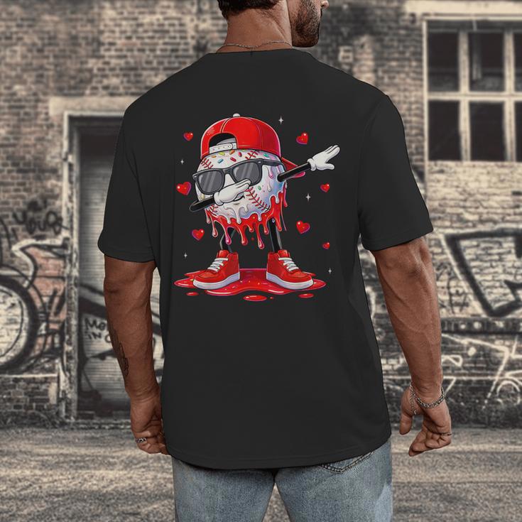 Dabbing Baseball Drip Ice Cream Youth Boy Valentines Day Men's Back Print T-Shirt Dabbing Baseball Drip Ice Cream Youth Boy Valentines Day Men's Back Print T-Shirt