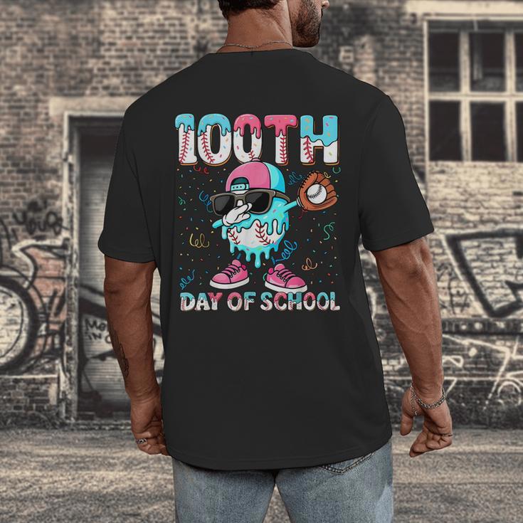 Dabbing Drippy 100th Days Of School Baseball Ice Cream Drip Men's Back Print T-Shirt Dabbing Drippy 100th Days Of School Baseball Ice Cream Drip Men's Back Print T-Shirt