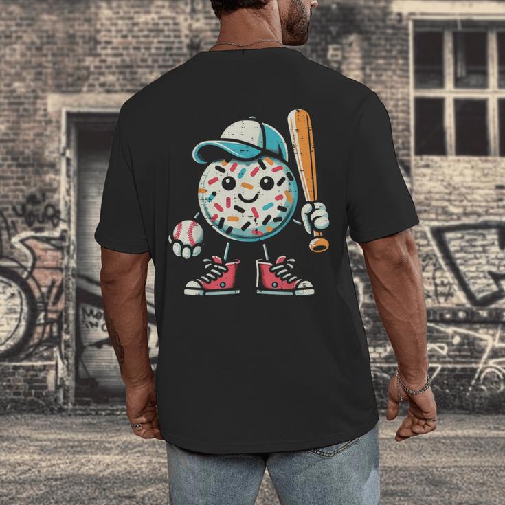 Donut Baseball Hat Ball Bat Cute Sport Toddler Boys Kids Men Men's Back Print T-Shirt
