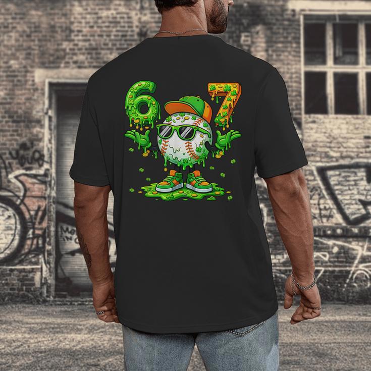 Drip Baseball Irish Shamrock St Patricks Men Boy Kid Men's Back Print T-Shirt Drip Baseball Irish Shamrock St Patricks Men Boy Kid Men's Back Print T-Shirt