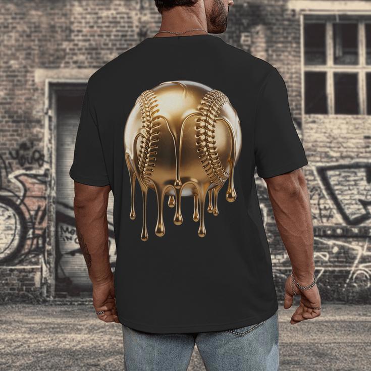 Dripping Gold Drip Baseball Game Day Player Coach Baller Men's Back Print T-Shirt Dripping Gold Drip Baseball Game Day Player Coach Baller Men's Back Print T-Shirt