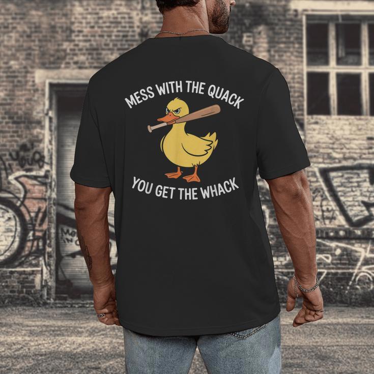 Duck And Baseball Bat Mess With The Quack You Get Whack Men's Back Print T-Shirt