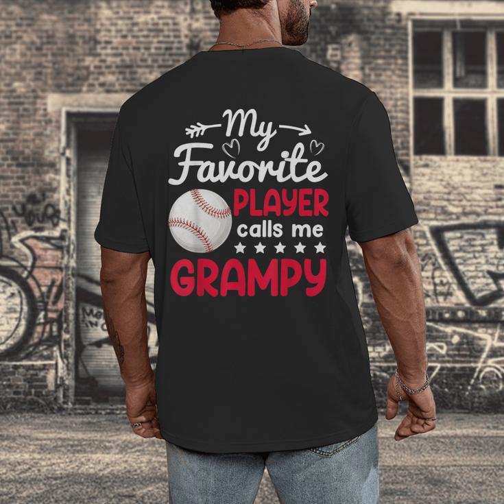My Favorite Player Calls Me Grampy Baseball Grampy Men's Back Print T-Shirt