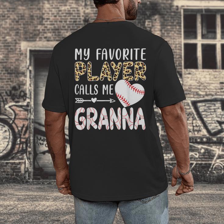 My Favorite Player Calls Me Granna Baseball Leopard Men's Back Print T-Shirt My Favorite Player Calls Me Granna Baseball Leopard Men's Back Print T-Shirt