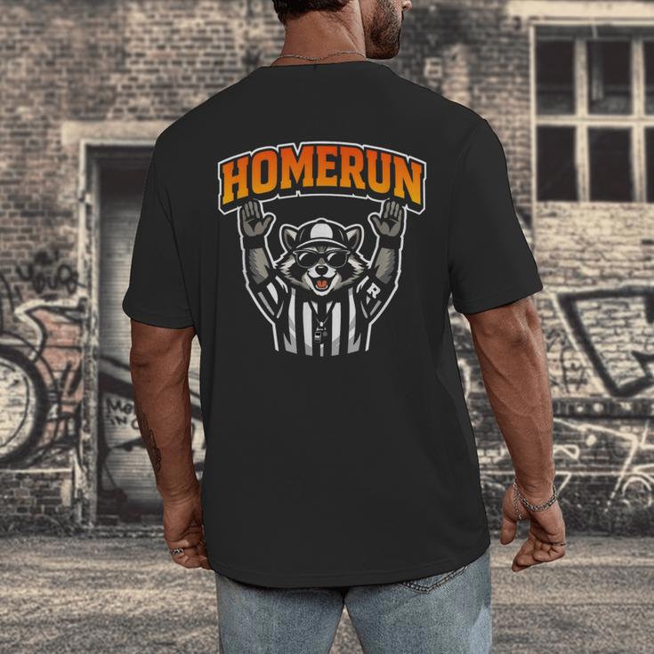 Football Referee Touchdown Baseball Homerun Raccoon Men's Back Print T-Shirt Football Referee Touchdown Baseball Homerun Raccoon Men's Back Print T-Shirt