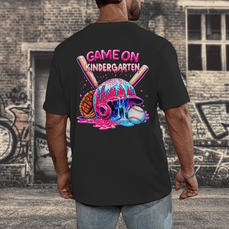 Game Kindergarten Baseball Ice Cream Drip On Back To School Men's Back Print T-Shirt